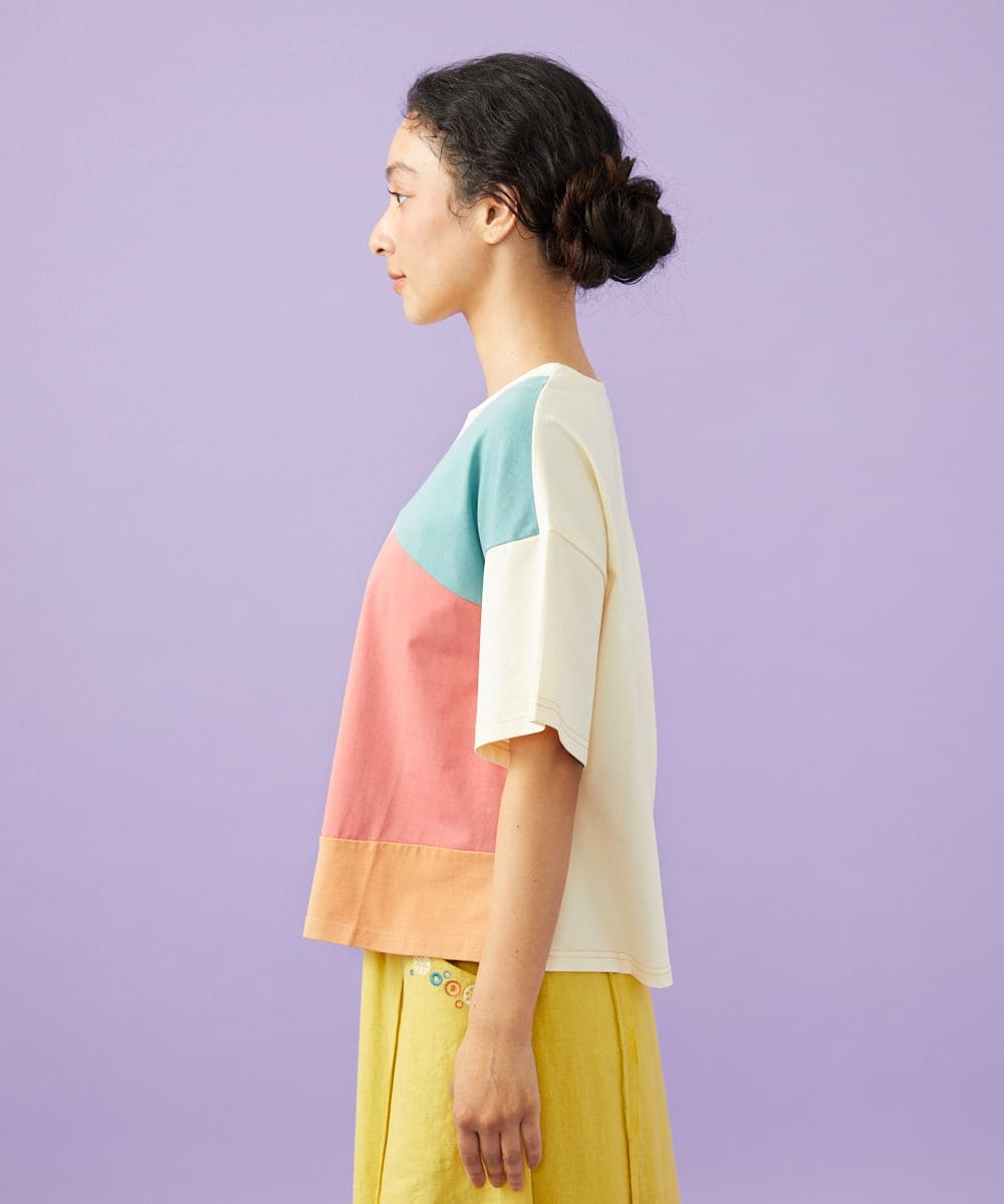 GJKGD02200 Jocomomola(ホコモモラ) 【接触冷感】T/C天竺 アップリケTシャツ アイボリー