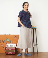 GJKGD33180 Jocomomola(ホコモモラ) Livia de flores フラワージャカードカットソー ネイビー