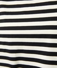 GJKGD36160 Jocomomola(ホコモモラ) 【接触冷感】シルケット天竺フラワーボーダーアップリケTシャツ ブラック×アイボリー