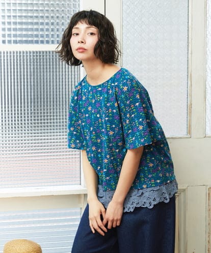 GJKGE38180 Jocomomola Ondular フラワープリントカットソー