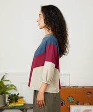 GJKJB36190 Jocomomola(ホコモモラ) Rompecabezas パッチワーク切り替えカットソー ブルー