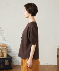 GJKJB38170 Jocomomola(ホコモモラ) Jardines フラワーモチーフクラフトカットソー ブラウン