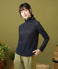 GJKJB41140 Jocomomola(ホコモモラ) アイレットレースカットソー ネイビー