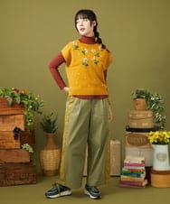 GJKJB41140 Jocomomola(ホコモモラ) アイレットレースカットソー ネイビー
