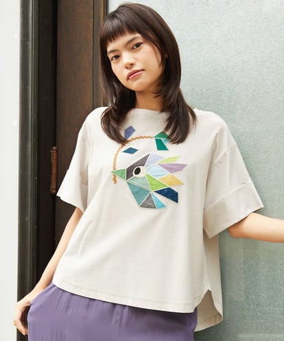 GJKJD02180 Jocomomola 【接触冷感】Aves バードパッチワークカットソー