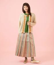 GJKJD03160 Jocomomola(ホコモモラ) 【接触冷感】Aves 刺繍カットソー グリーン