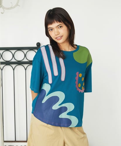 GJKJE35180 Jocomomola Arte Libre プリントカットソー