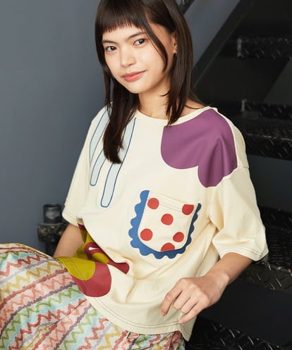 GJKJE35180 Jocomomola Arte Libre プリントカットソー