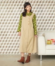 GJKJE40180 Jocomomola(ホコモモラ) 【日本製】配色ドットジャカードフード付きカットソー グリーン