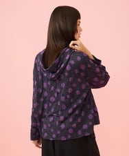 GJKJE40180 Jocomomola(ホコモモラ) 【日本製】配色ドットジャカードフード付きカットソー ブラック