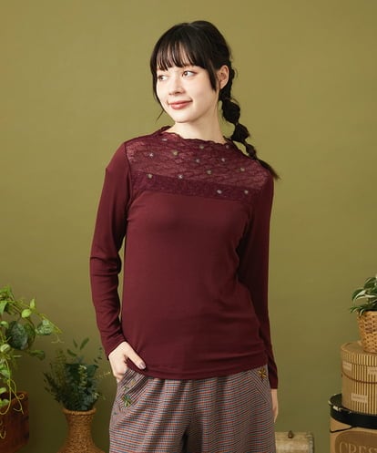 GJKLA31120  レーヨンベアフライス レース切り替えカットソー