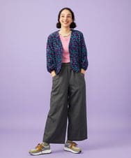 GJLFD33200 Jocomomola(ホコモモラ) Facil 刺繍入りツイルワイドパンツ ダークグレー