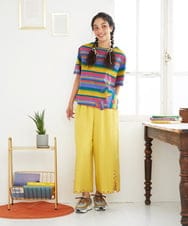 GJLGD36220 Jocomomola(ホコモモラ) Lino Facil リネンワイドストレートパンツ イエロー