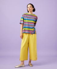 GJLGD36220 Jocomomola(ホコモモラ) Lino Facil リネンワイドストレートパンツ イエロー