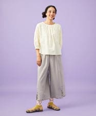 GJLGD36220 Jocomomola(ホコモモラ) Lino Facil リネンワイドストレートパンツ グレー