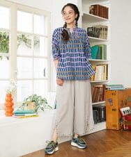 GJLGD36220 Jocomomola(ホコモモラ) Lino Facil リネンワイドストレートパンツ グレー