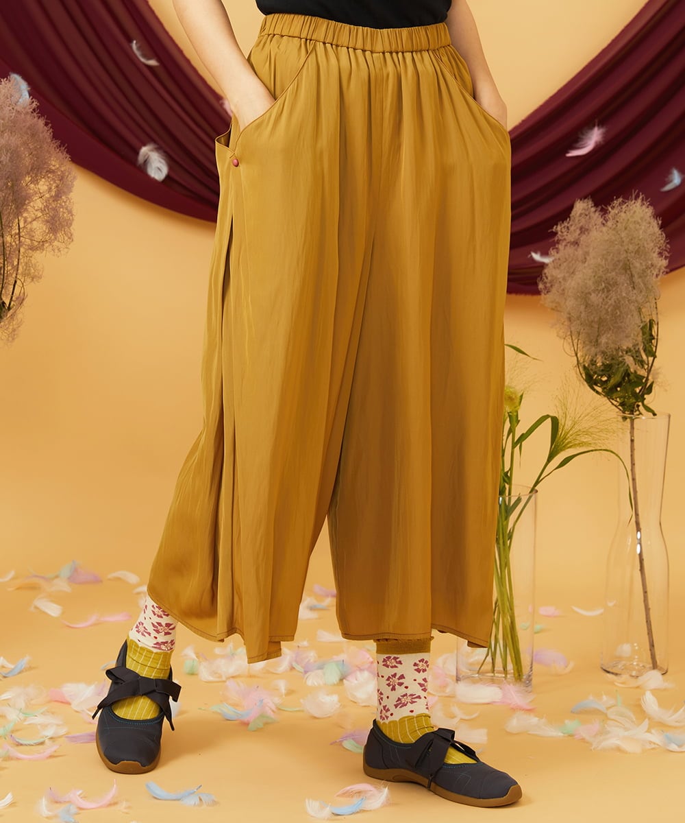GJLJD33180 Jocomomola(ホコモモラ) Sacudida サテンワイドパンツ マスタード