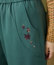 GJLLA32200 Jocomomola(ホコモモラ) T/Rドビー フラワー刺繍ワイドパンツ ダークブラウン