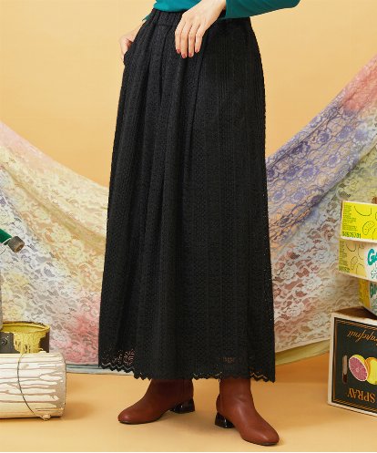 GJLLD35220  Recortar formas 起毛総レースワイドパンツ