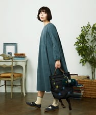GJPDD31270 Jocomomola(ホコモモラ) Armadura de flores ジャカードワンピース ネイビー