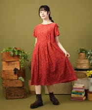 GJPJA32250 Jocomomola(ホコモモラ) Camino de flores フラワージャカードワンピース ブラック