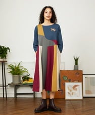 GJPJB36300 Jocomomola(ホコモモラ) Rompecabezas パッチワークワンピース ブルー