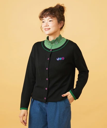 GJSAG30220  LANABLEND ブローチ付きクルーネックカーディガン