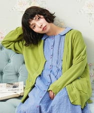 GJSGD31230 Jocomomola(ホコモモラ) 【接触冷感】リブ編みロングカーディガン グリーン