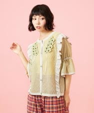 GJSGE02230 Jocomomola(ホコモモラ) Dulcinea フリルニットカーディガン アイボリー