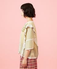 GJSGE02230 Jocomomola(ホコモモラ) Dulcinea フリルニットカーディガン アイボリー