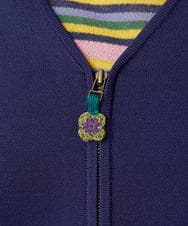 GJSJB02240 Jocomomola(ホコモモラ) Flor Alta フラワー刺繍ジップカーディガン イエロー
