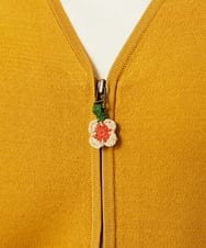 GJSJB02240 Jocomomola(ホコモモラ) Flor Alta フラワー刺繍ジップカーディガン イエロー