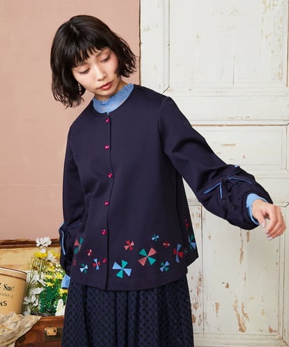 GJTDE38220  Rebote シルケットフライスカットソーカーディガン