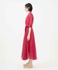 GLEGA02420 S sybilla(エス  バイ シビラ) 【メディア着用】シアーギンガムラップドレス ピンク＋レッド