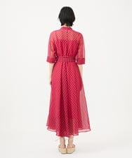 GLEGA02420 S sybilla(エス  バイ シビラ) 【メディア着用】シアーギンガムラップドレス ピンク＋レッド