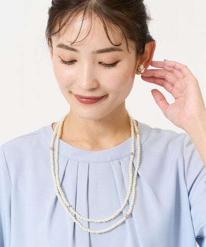 K12CA02029 a.v.v ストーンパール二連ネックレス