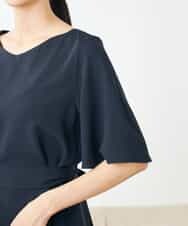 K2BGA13049 a.v.v(アー・ヴェ・ヴェ) 【接触冷感/UVカット/洗える】バックタック美ラクるブラウス ネイビー