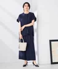 K2BHD06044 a.v.v(アー・ヴェ・ヴェ) 【接触冷感/UVカット】リネンライククルーネックブラウス【セットアップ対応/アンチピリング】 ネイビー