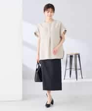 K2BHD06044 a.v.v(アー・ヴェ・ヴェ) 【接触冷感/UVカット】リネンライククルーネックブラウス【セットアップ対応/アンチピリング】 ネイビー