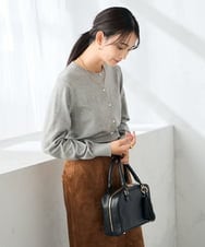 K2CAD40049 a.v.v(アー・ヴェ・ヴェ) 【洗える】クルーネックスプリングニットカーディガン レッド