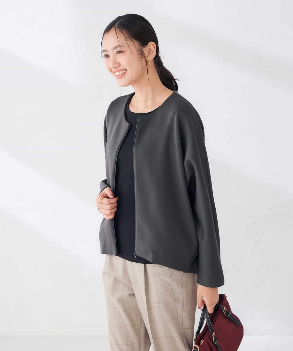 K2CKD35059 a.v.v(アー・ヴェ・ヴェ) ダンボール ノーカラー ZIP カーディガン ネイビー