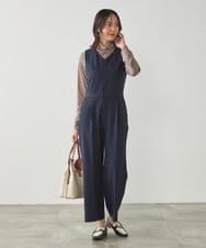 K2EFA10109 a.v.v(アー・ヴェ・ヴェ) 【マシンウォッシャブル】Vネックコンビネゾン ネイビー