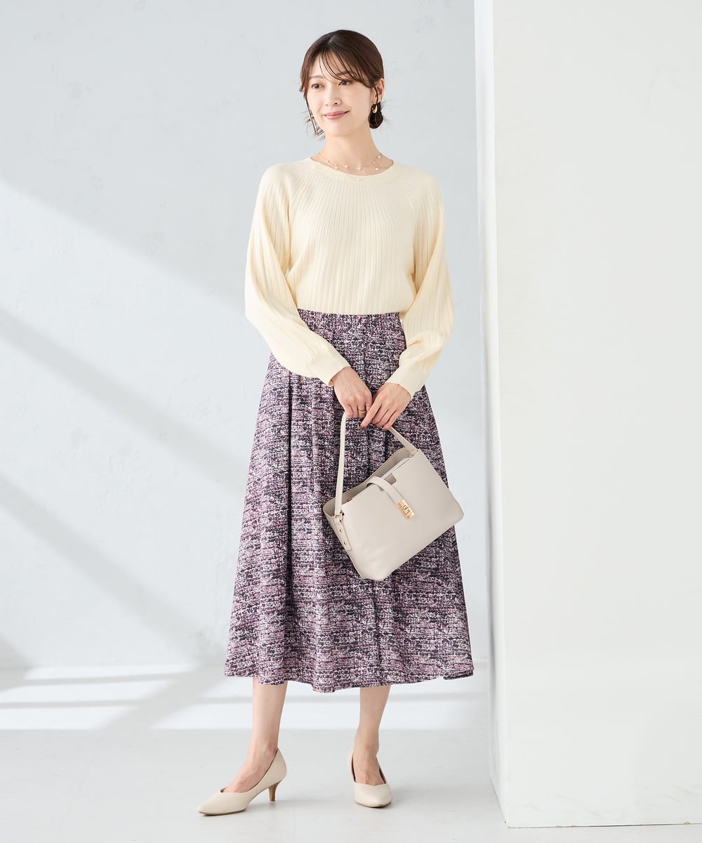 K2FAD10044 a.v.v(アー・ヴェ・ヴェ) 【洗える】求心風クルーネックニット【新色追加】 レッド