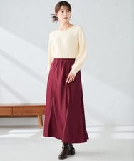 K2FAD10044 a.v.v(アー・ヴェ・ヴェ) 【洗える】求心風クルーネックニット【新色追加】 レッド