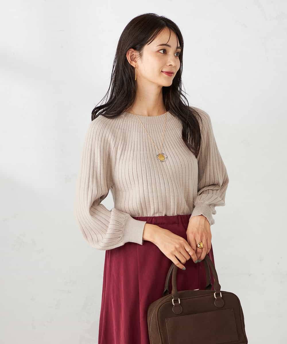 K2FAD10044 a.v.v(アー・ヴェ・ヴェ) 【洗える】求心風クルーネックニット【新色追加】 レッド