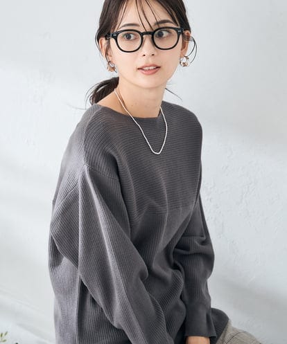 K2FAD50034  【洗える】切替ボートネックチュニックニット