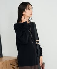 K2FAD50034 a.v.v(アー・ヴェ・ヴェ) 【洗える】切替ボートネックチュニックニット ブラック
