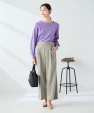 K2FAD69039 a.v.v(アー・ヴェ・ヴェ) 【洗える】ボートネックパフスリーブスプリングニット マスタード