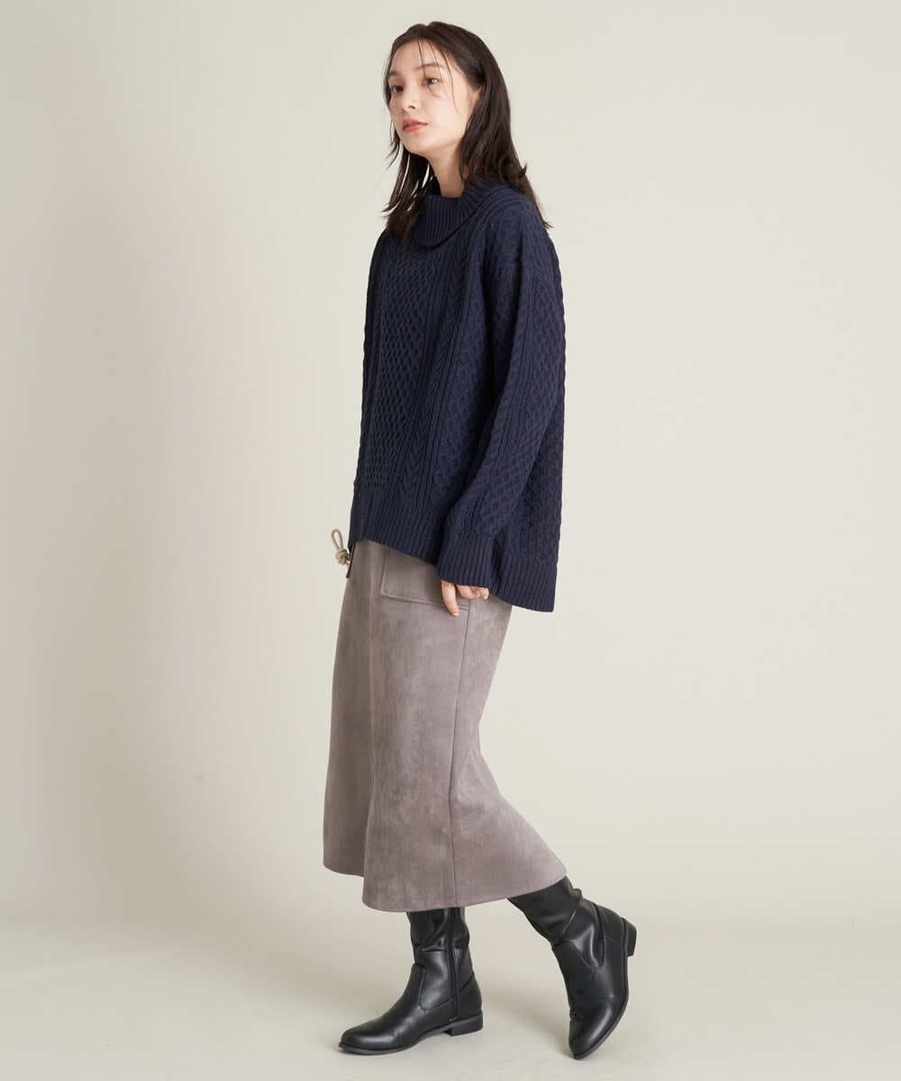 K2FAS52044 a.v.v(アー・ヴェ・ヴェ) アラン柄ハイネックニット アイボリー