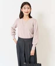 K2FBA49039 a.v.v(アー・ヴェ・ヴェ) Vネックパフスリーブラメニット ブラック